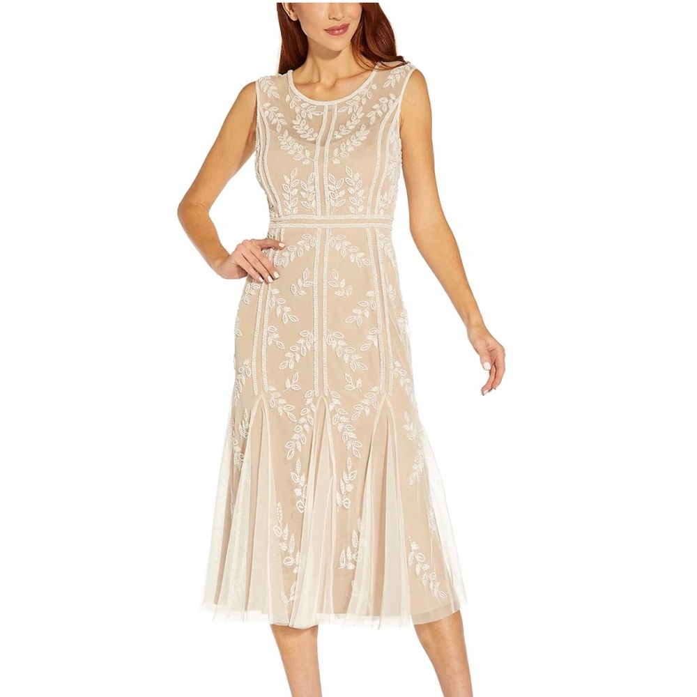 Beaded Chiffon Midi Dress